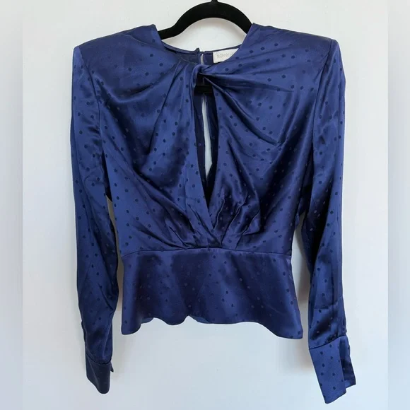 Ronny Kobo Abra Silk Top in Navy size M - Picture 2 of 7